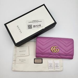 Gucci GG Marmont Continental Long Wallet Matelasse Leather..Authentic w/COA.